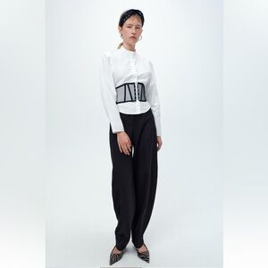 Zara Black and White Graphic Top
